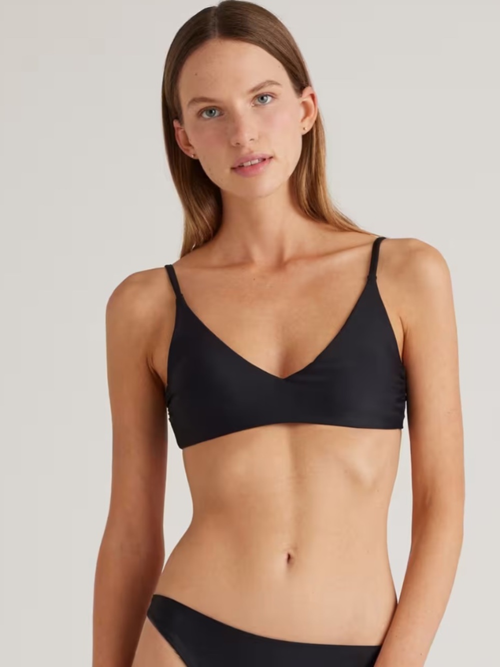 NWT Quince Italian V-neck bikini black top med